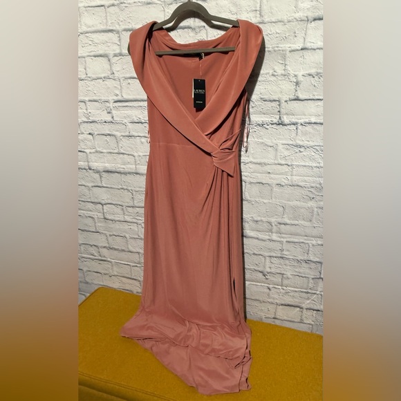 Ralph Lauren Jersey off the Shoulder dress, Mahogany Pink, Size 10 - Picture 4 of 7